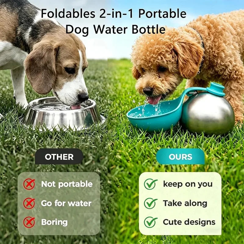 Botella de Agua Portátil 2 en 1 para Mascotas | Antigoteo con Cuenco Plegable · Cattito